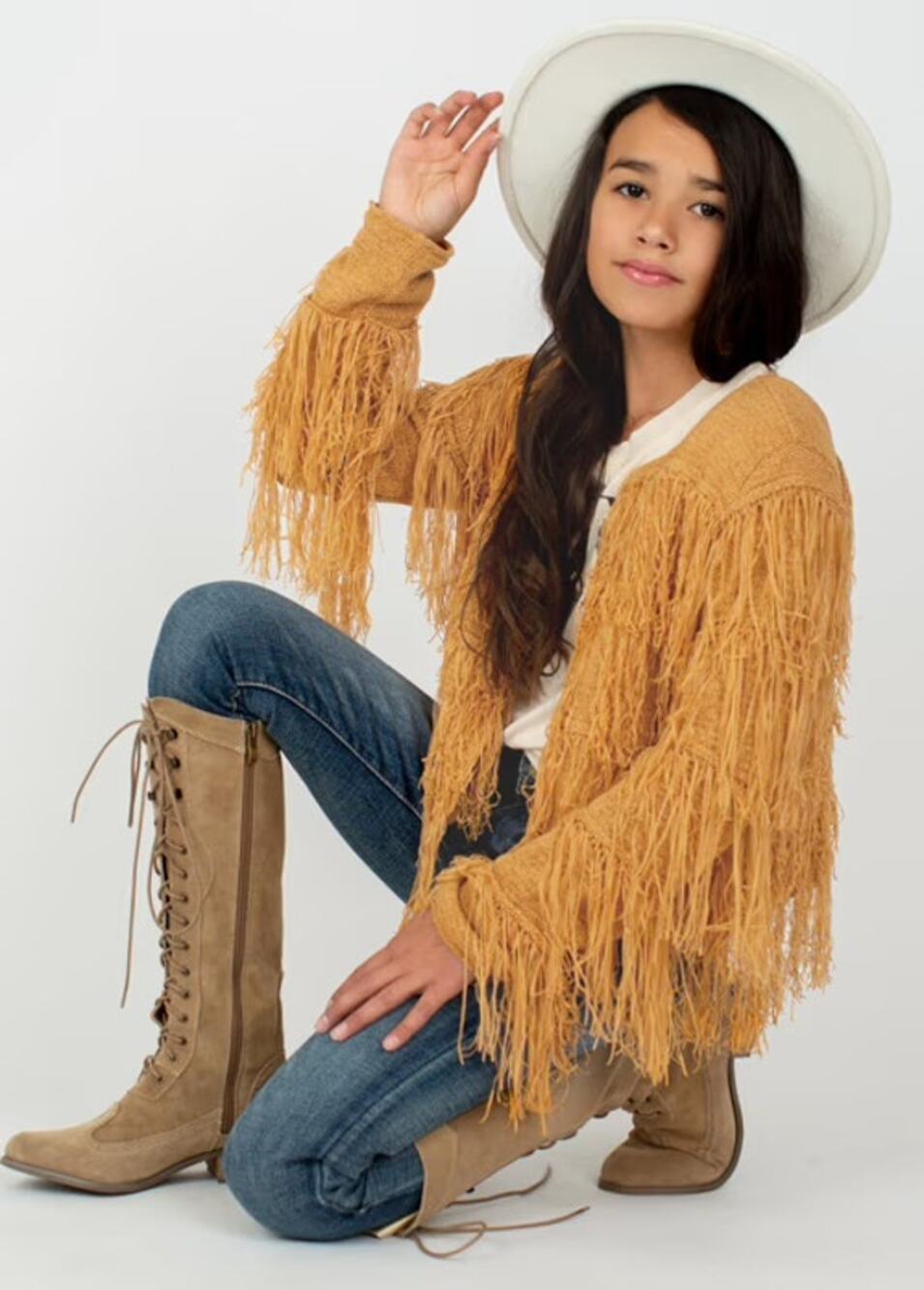 Joyfolie Mia Joy Kylie Cardigan in Camel Girl’s Size 14